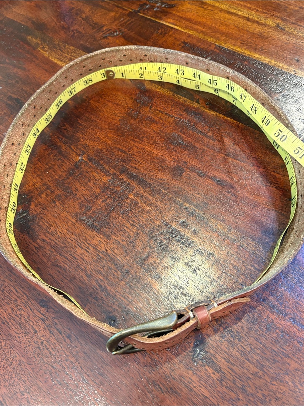 Vintage Lauren Ralph Lauren Brown Leather Western Studded Embossed Belt sz Large - Picture 12 of 16